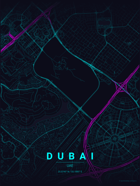 Dubai map poster example