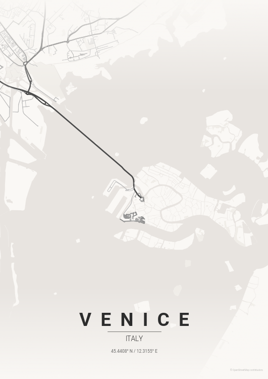 Venice map poster — CityLines print